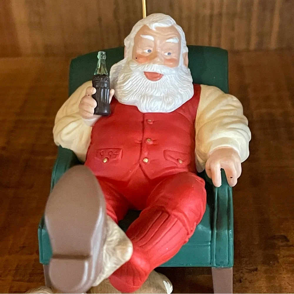Bundle of 3 1990's Hallmark Coca Cola Santa Claus Christmas Ornaments